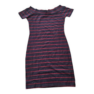 Atmosphere Size 6 Blue and Red Striped Short Sleeve Mini Dress